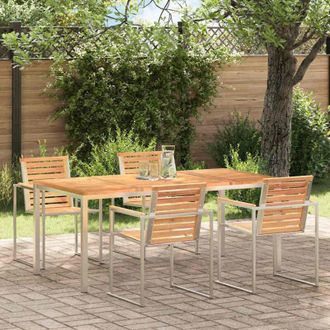 vidaXL Vidaxl - Mesa De Comedor De Exterior Marr&oacute;n Madera De Teca Maciza