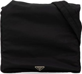 Prada Pre-owned Cross Body Bags, female, Black, Size: ONE SIZE Pre-owned Nylon Crossbody Bag