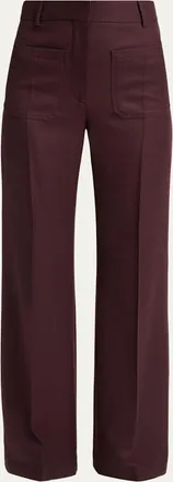 Victoria Beckham Alina Front-Pocket Straight-Leg Trousers