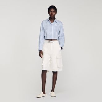 Sandro Wide-leg cotton Bermuda shorts