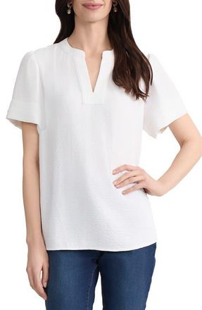 Jones New York Short Sleeve Woven Shirt in Natural White at Nordstrom, Size X-Small