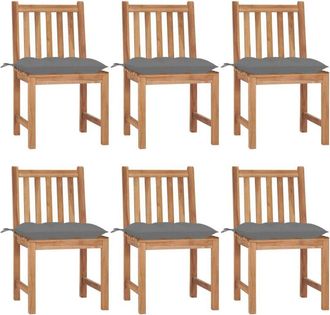 vidaXL Sillas De Jard&iacute;n 6 Unidades Madera Maciza De Teca Con Cojines Vidaxl