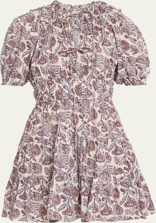 Ulla Johnson Soffia Printed Puff-Sleeve Mini Dress