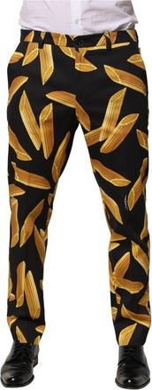 Dolce & Gabbana Zwarte Pasta Print Tapered Herenbroek - Heren - Slim Fit Broeken - Veelkleurig - XL - Katoen - Broeken