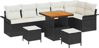 vidaXL Vidaxl - Conjunto De Sof&aacute; De Jard&iacute;n 9 Pcs Negro, Crema 80 X 80 X 71 Cm