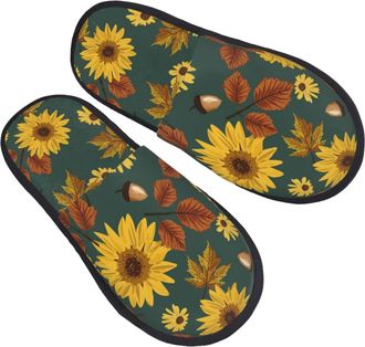 Generic Home Slippers Thanksgiving Autumn Sunflowers Fuzzy Slippers Plush Casual House Shoes For Mens Women Winter M
