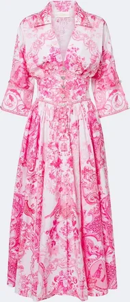 Camilla Embellished floral cotton midi dress