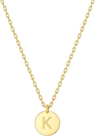 House of Frosted Initial Pendant Necklace in Yellow Gold - K at Nordstrom Rack, Size 16