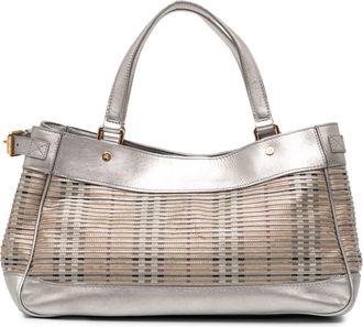 Burberry Pre-owned Womens Plaid Tote Bag - Silver Textile - One Size