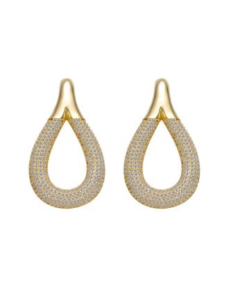 Rachel Glauber 14K Plated Cz Statement Earrings