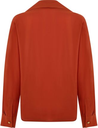 Max Mara Womens Long-Sleeved Silk Shirt Terracotta