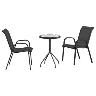 Berkfield Home Elegant 3 Piece Garden Bistro Set Black Textilene & Steel
