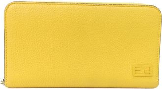 Fendi Yellow Leather Long Wallet (Bi-Fold) (Pre-Owned)