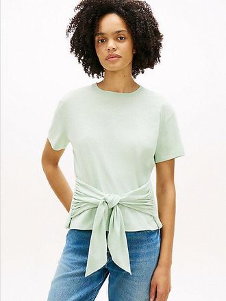 Tommy Hilfiger Camiseta texturizada amplia con lazo