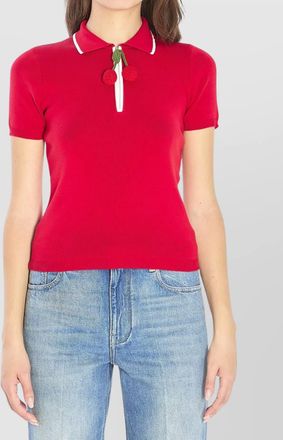 Valentino Garavani cherry embroidered polo shirt with pull tab