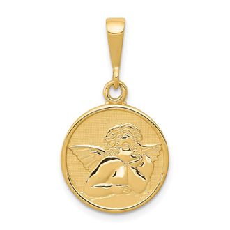 Diamond2Deal 14k Yellow Gold Polished Satin Raphael Angel Pendant