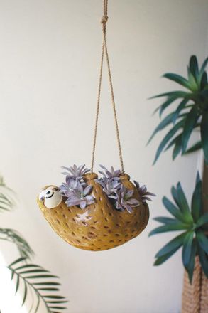 Kalalou Ceramic Hanging Sloth Planter
