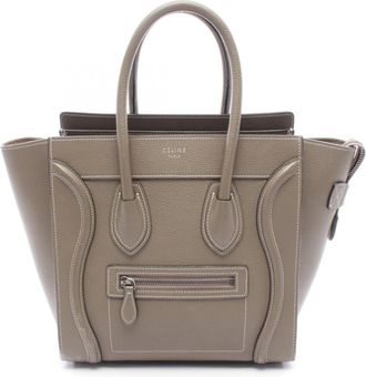 Celine Gray Leather Handbag Tote Bag (Pre-Owned)
