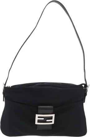 Fendi Baguette Canvas Black Nylon Handbag (Pre-Owned)