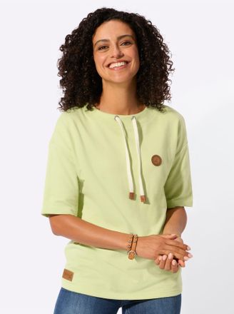 Casual Looks Sweatshirt CASUAL LOOKS, Damen, Gr. 36, pistazie, 50% Baumwolle, 50% Polyester, unifarben, Sweatshirts Sweatshirt