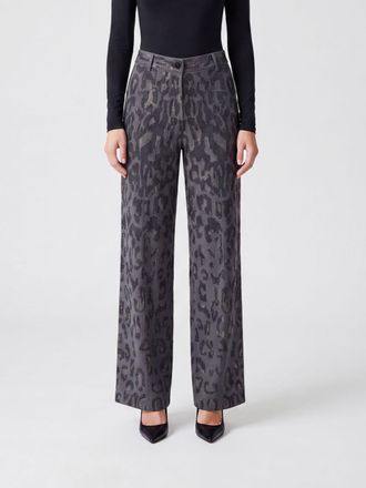 Pinko Pantaloni wide leg Jeep in cr&ecirc;pe con ricamo animalier e strass