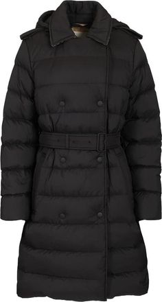 Burberry Nylon Jas met Capuchon- Middellang - Dames - Dons jassen - Zwart - XS - Nylon - Jassen