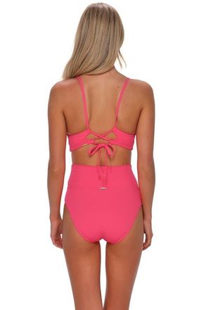 Sunsets Hannah High Waist Bikini Swim Bottoms in Posy Pink Crepe at Nordstrom, Size X-Large