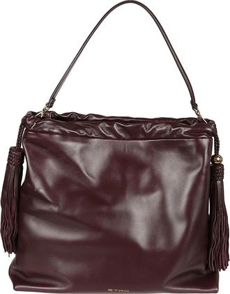 Etro Grote Leren Kalispera Tas met Kwastjes - Dames - Schoudertassen - Paars - ONE Size - Polyester - Tassen