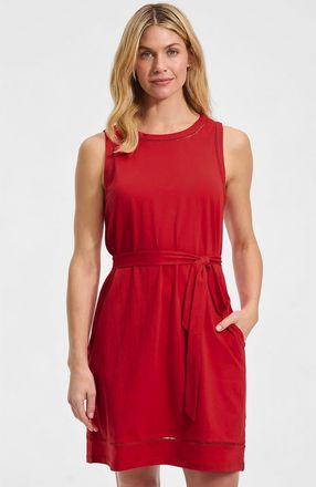 Lands End Cotton Jersey Crew Neck Sleeveless Shift Dress in Compass Red at Nordstrom, Size X-Large