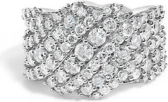 House of Brilliance 10K Gold 3.00 Ctw Diamond Multi Row Cluster Band Ring in White Gold at Nordstrom, Size 9