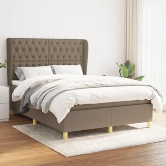 vidaXL Cama Box Spring Con Colch&oacute;n Tela Gris Taupe 140x200 Cm Vidaxl