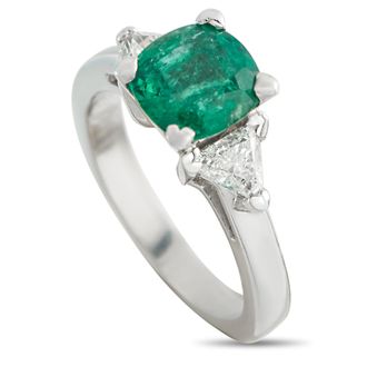 Luxury Bazaar Platinum 0.35ct Diamond and Emerald Ring MF04-051826
