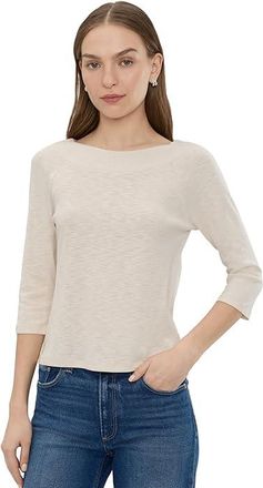 Nic+Zoe 3/4 Sleeve Ballet Boat T-Shirts Womens Clothing Coconut : LG, Cotton/Modal