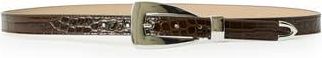B-Low The Belt Briar Croco-Embossed Leather Belt in Chocolate Silver at Nordstrom Rack, Size X-Small