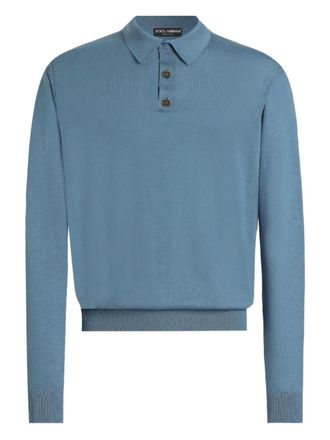 Dolce & Gabbana long-sleeve knitted polo shirt - Blue
