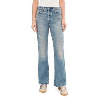 Levi's Wedgie Jeans Womens Blue Denim Distressed Bootcut Leg JAX2124