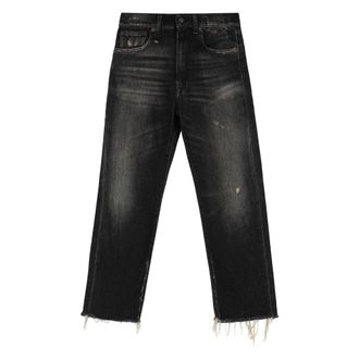 R13 Distressed Boyfriend Jeans with Frayed Hem