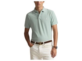 Polo Ralph Lauren Custom Slim Striped Stretch Mesh Polo Mens Clothing Faded Mint/White : 2XL, Cotton/Elastane