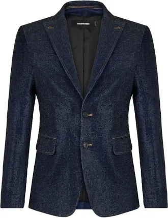 Dsquared2 single-breasted denim blazer - men - Cotton/Elastane/Polyester/Cotton - 52 - Blue