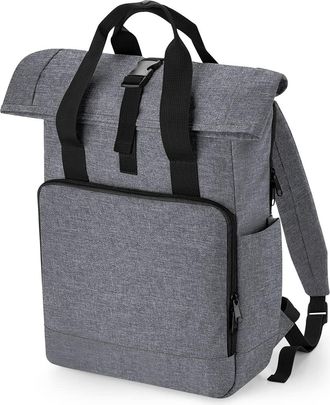 BagBase BG118L Recycled Twin Handle Roll-Top Laptop Backpack - Grey Marl