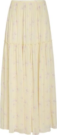 LoveShackFancy Loveshackfancy Positano Floral-print Georgette Maxi Skirt - Yellow - 10 (UK14 / L)