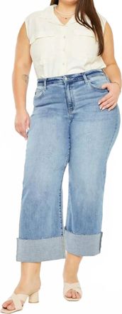 Kancan Leslie Essentials High Rise Crop Wide Leg Jeans - Plus In Medium Wash