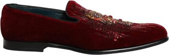 Dolce & Gabbana Sequin Gemstone Dress Loafers - Heren - Loafers - Bruin - 43 EU - Leer - Schoenen