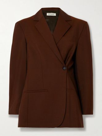 R&oacute;he Blazer Doppiopetto In Misto Lana E Mohair - Marrone