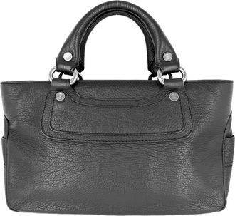 Celine Macadam Black Leather Handbag Tote Bag (Pre-Owned)