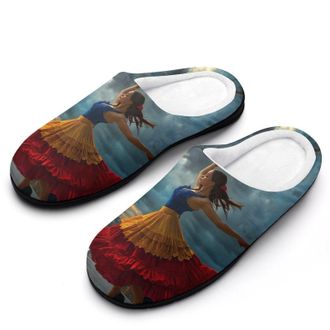 Generic Flying Skirt Dancing People Womens Slippers Warm House Slippers Indoor House Shoes with Anti-Skid Rubber Sole