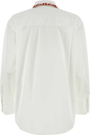 Valentino Garavani Womens White Poplin Shirt Biancocorallo Exterior: Cotton Camicie
