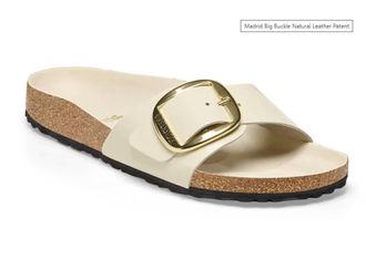 Birkenstock Womens Madrid Big Buckle Sandals In High Shine Ecru