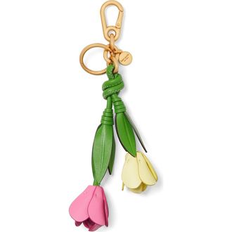 Kate Spade New York leather tulip key fob in Green Multi at Nordstrom
