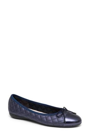 Paul Mayer Attitudes Best Cap Toe Quilted Ballet Flat in Metallic Navy at Nordstrom, Size 8.5